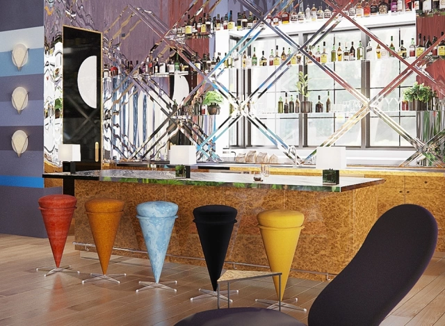 3D Interior Rendering of the Lounge Bar Designed by Mat Sanders