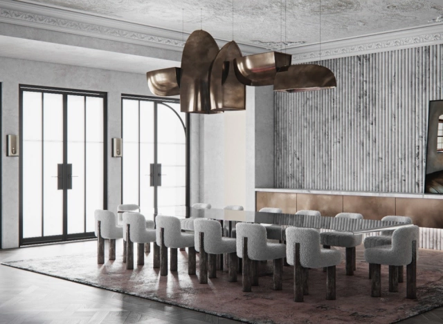 3D Interior Rendering of the Dining Room Designed by Nina Magon