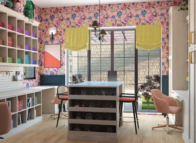 3D Interior Rendering of the Craft Room Designed by Brittany Jepsen