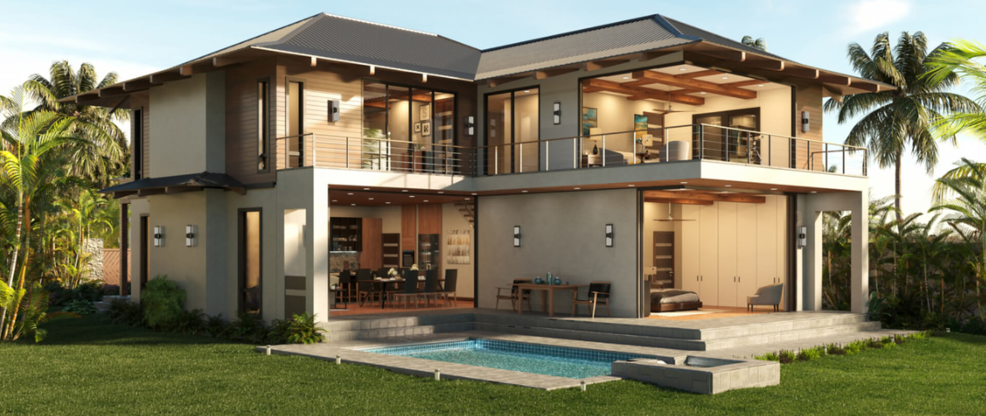 3D Exterior and Interior Renderings of a Hawaii Private House 